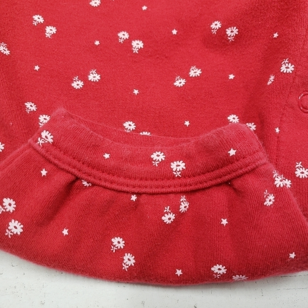 Cotton Baby Girls Red White Floral Overalls Size 12m - Picture 6 of 6